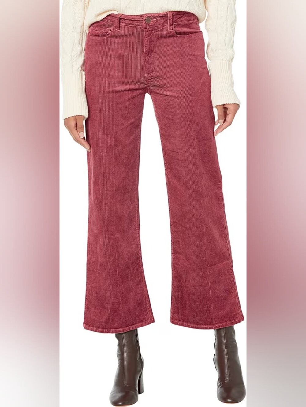 PAIGE Leenah Ankle High Rise Wide Length in Dusted Berry